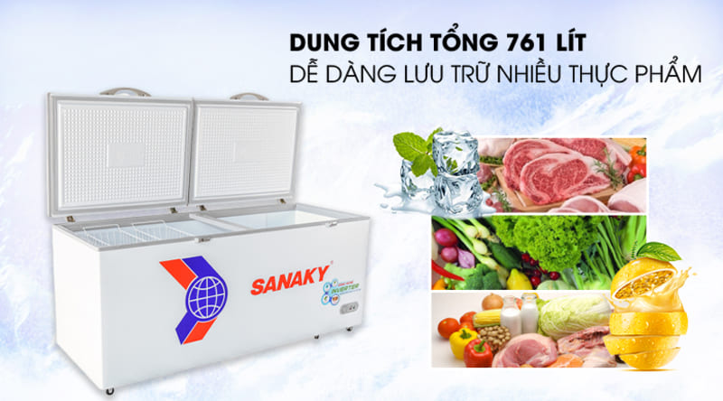 Dung tích cực lớn giúp thuận lợi cho quá trình bảo quản thực phẩm